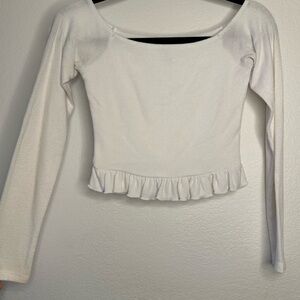 Forever 21 Cream Ruffle Hem Crop Top